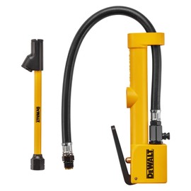 DEWALT Sight Glass Inflator with Bleeder Valve and Dual Head Straight Chuck, 15 "Premium Rubber Hose for Efficient Tire Inflation and Pressure Monitoring