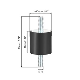 sourcing map 40 x 40mm Rubber Mounts,Vibration Isolators,Shock Absorber with M10 x 27mm Studs