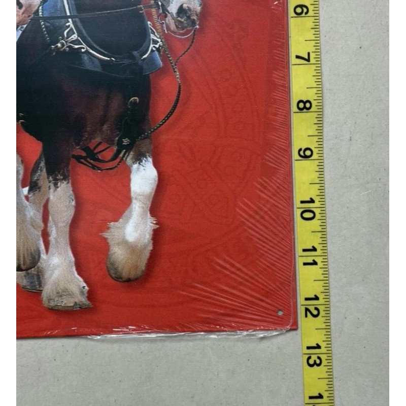 Budweiser The Famous Clydesdales Tin Metal Beer Sign Bar Man