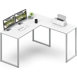SHW Mission 48 x 48 Inches L-Shape Home Office Computer Desk, White