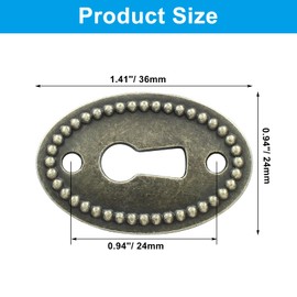 Hordion 20Pcs Antique Keyhole Covers, Oval Keyhole Escutcheon Plate Keyhole Decor for Cabinet Door Dresser Drawers Furniture Hardware