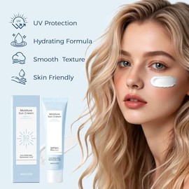 Moisture Sun Cream SPF50, Hydrating Face Sunscreen Moisturizer with Hyaluronic Acid, Gentle Nourishing No White Cast, Suitable for All Skin Types, 2.1