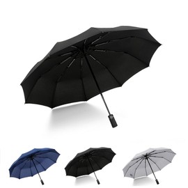 DEARART Folding Umbrella Wind/Rain Umbrella, Strong Compact Umbrella Folding10 RIBS, Umbrellas Essential Travel/Car/Backpack and on the go, Auto Open&Close, Black