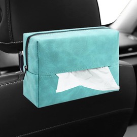 Car Tissue Holder, Napkin Holder for Auto Seat Back and Armrest Box, Large Suede Tissue Box with Elastic Band, Car Mask Holder, Universal Automotive Interior Accessories (Blue)