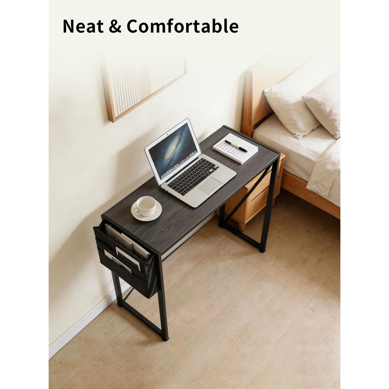 SURMIO Modern Foldable Writing Computer Desk with Storage Bag, No-Assembly