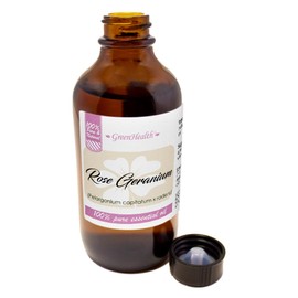 GreenHealth Rose Geranium Essential Oil - 4 fl oz Amber Glass Bottle - 100% Pure Essential Oil