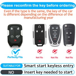 JOYEAR Key Fob Cover, Silver-black, For Chevy/GMC-C/5 Buttons