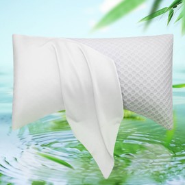 Cooling Side Sleeper Pillow Cases - Curved Rayon Derived from Bamboo Pillowcase Cover- Breathable Cool Silky Soft Pillowcase for Hot Sleepers Hair and Skin, Queen Size 1 Piece, 20 * 30 Inches White