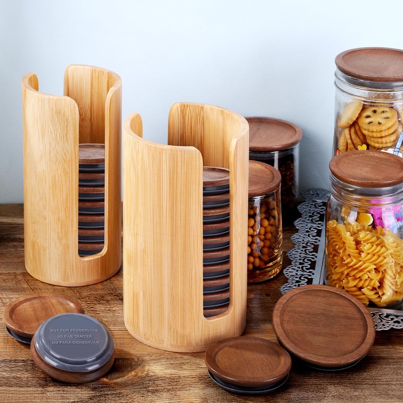 AFOROEOA 2 Pack Mason Jar Lid Organizer (Wide Mouth &