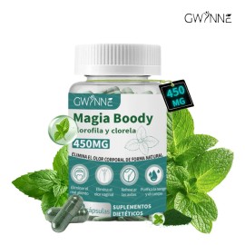 Gwynne Boody Magic Tabletas Clorofila Natural Olor Corporal Femenino Contiene 450 Chlorella Suplemento Desodorante Hombres Mujeres Cápsulas