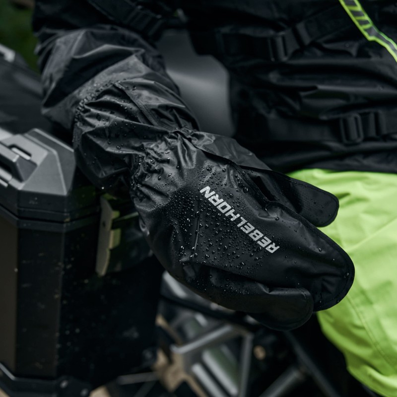REBELHORN Bolt Wasserdicht Regenschutz für Motorradhandschuhe Gerippte Bündchen Rutschfester Druck