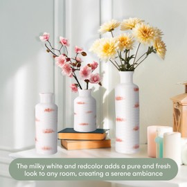 Hallops Ceramic Flower Vases - Set of 3-3x10, 3x7.5, 3x5 inches - Unique Modern-Minimalist Home Vase - White Decorative Vases for Home Centerpieces - Aesthetic Decor for Bedroom, Tabletop, Entryway