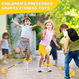 Children's Jump Ring, Foot Gyro, Swing Wheel with Light Wheel, Children's Swing Wheel, Foldable Jumping Ball, Flashing, Suitable for Gift Children 6 from 10 Years (Yellow)