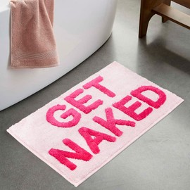 BOVEU Get Naked Bath Mat - 17" x 24" Absorbent Soft Hot Pink Bath Rug, Machine Washable Non Slip Shower Rug for Bathroom