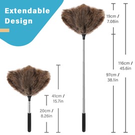 SYCEES Extendable Ostrich Feather Duster with Stainless Steel Handle