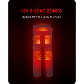 DEWBU Heated Pants for Men with 12V Battery Pack Fleece Lined Outdoor Softshell Pants Electric Heating Trousers, Men's Black, 2XL