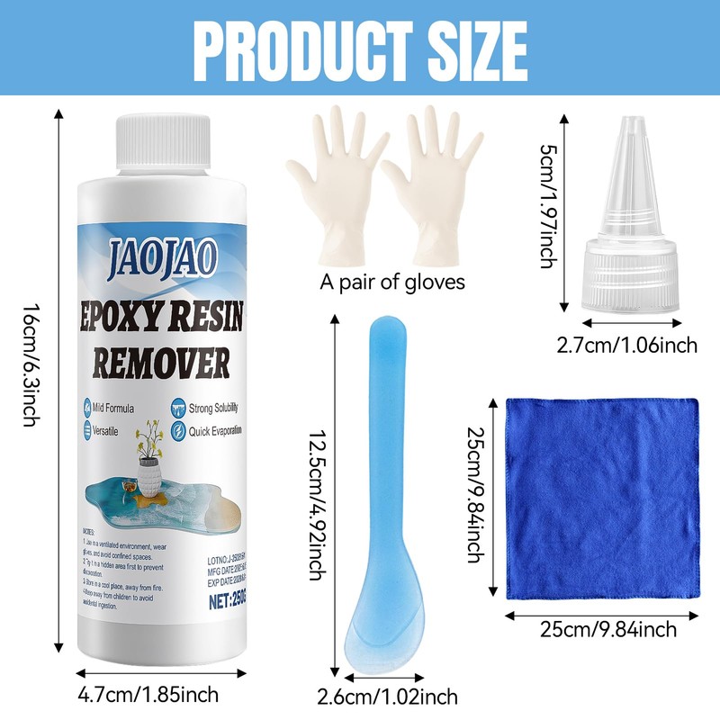 JAOJAO Resin Cleaner, Epoxy Remover Quick Dissolving Remove Uncured Resin
