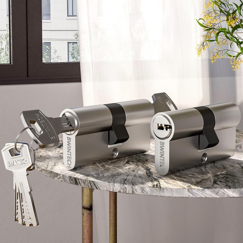 Bwintech 60 mm (30/30) Nickel-Zinc Alloy Euro Cylinder Lock, Door