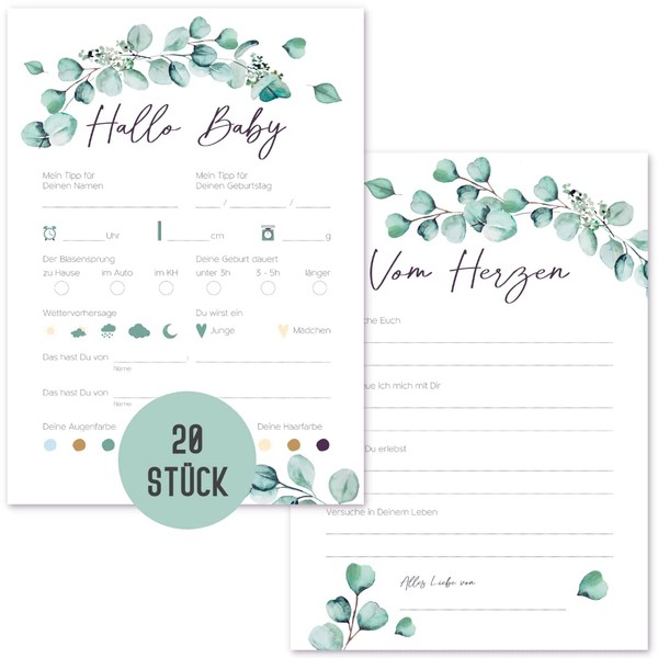 Things of Happiness 20 x Baby Shower Guessing Game Cards