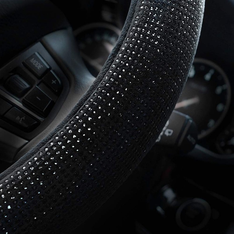 Valleycomfy Steering Wheel Cover for Women Men Bling Bling Crystal