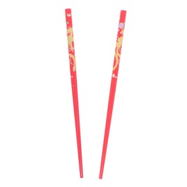 Set of Wooden Hair Sticks With Chinese Dragon Chopsticks - Red Medium