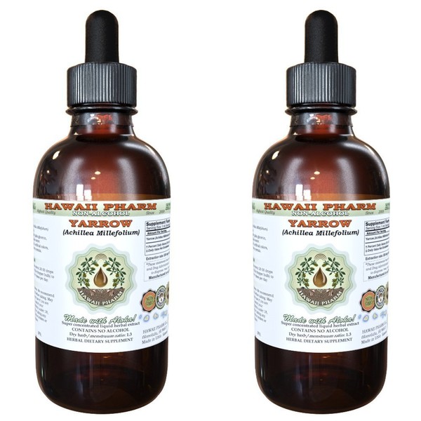 Yarrow Alcohol-Free Liquid Extract, Organic Yarrow (Achillea millefolium) Dried Herb Glycerite 2x2 oz