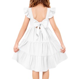 Arshiner Toddler Dresses Summer Cotton Formal Wedding Boho Beach Casual Dress White 3t