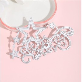 Labriciyon 1Pc Silver Star Cluster Edge Cutting Dies for Card Making, Scrapbooking Die-Cuts, Die-Cutting and Embossing