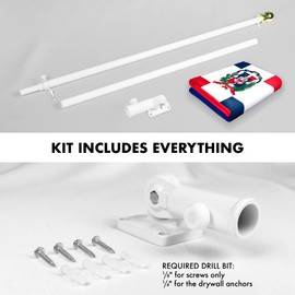 G128-6 Feet Spinning Flagpole (White) Dominican Republic 150D Flag Brass Grommets Printed 3x5 ft (Flag Included) Aluminum Flag Pole