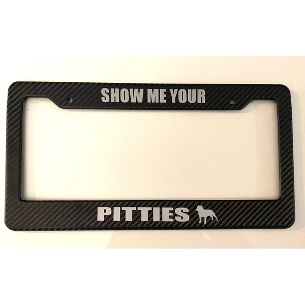 Show Me Your Pitties Carbon Fiber with Grey Automotive License