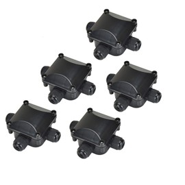 Pretop Waterproof Junction Box [Pack of 5] Cable Coupler, Watertight Junction Box, Distribution Box, Earth Cable Socket Box, IP68 230 V [Black]