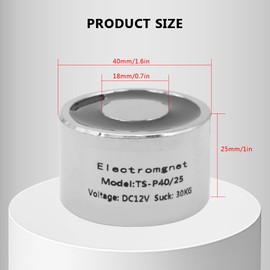 TOMSHIELE 250N Electric Magnet Lifting Round Electric Magnet Solenoid Lifting Cylinder Electromagnet 40 x 25mm DC12V