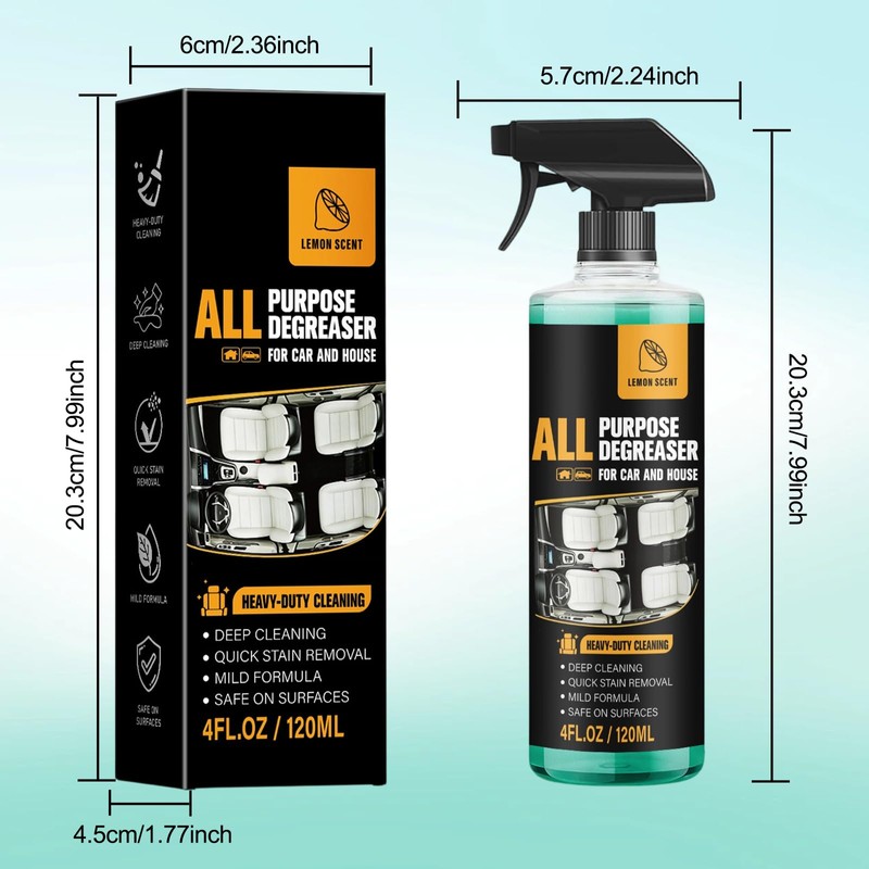 rexibuz 2Pcs All Purpose Degreaser for Car and House,Lemon Scent,Heavy-Duty