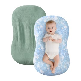 TADO MUSLIN Baby Lounger Cover 2 Pack, 100% Organic Cotton Muslin, Soft & Breathable Newborn Lounger Slipcover, Fits Most Infant Loungers, Machine Washable, Neutral & Cute Designs