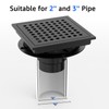 6 Inch Square Shower Drain with Flange - Quadrato Pattern
