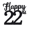 24 Pcs 22 Birthday Cupcake Toppers - BLACK Glitter, 22nd