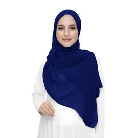 Premium Chiffon Hijab Head Scarf Shawl Wrap for Muslim Women Lightweight (Royal Blue)