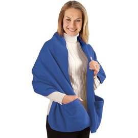 Ultra-Soft Cozy Fleece Wrap Shawl with Large Front Pockets – Warm Blanket Scarf for Women, Perfect for Chilly Days, TV Lounging, or Travel, 66"x20", Multiple Colors Available