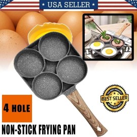 Unbranded 4 Holes Egg Fry Pan Pancake Maker Non-stick Egg Burger Pan with Handle