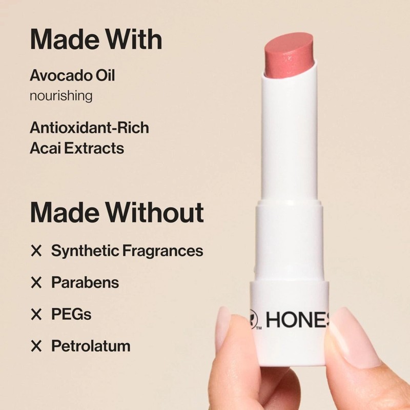 Honest Beauty Vegan Tinted Lip Balm Moisturizing Acai Avocado Oil