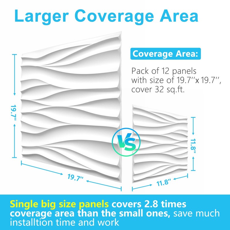 STICKGOO Wave Wall Panels for Interior Wall Decor, White 3D