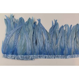 9 Color 2 Yard Long,8-10 inch Height Rooster Coque Feather Fringe Trim, for Skirt Dress Costume Roster Feather Trim (Baby Blue Color)