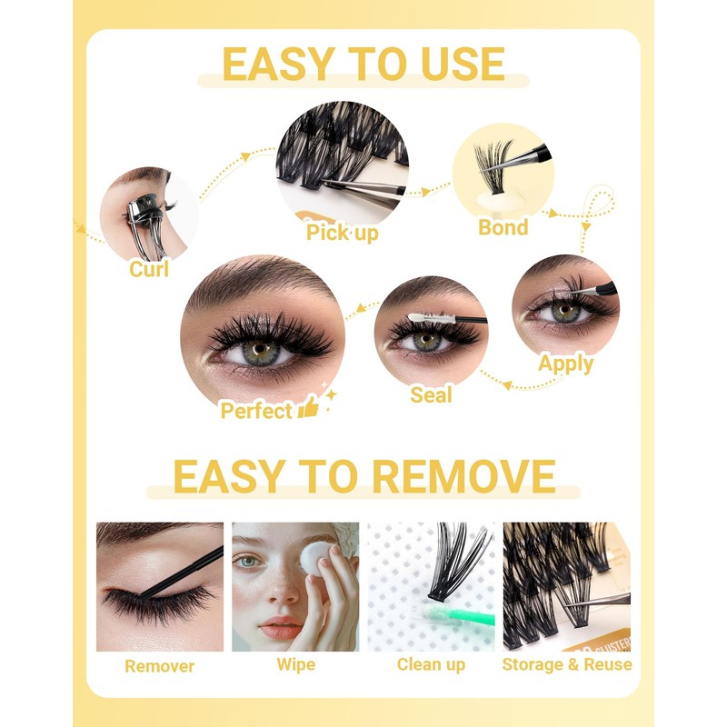 NAGARAKU Individual Eyelash Clusters, 40D, 50D, Mega Volume DIY Set,