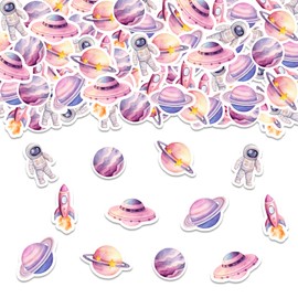Jollyboom Outer Space Party Decorations Girl, 200pcs Pink Space Theme Party Confetti Double-Sided Printing for First Trip Around The Sun Two The Moon Astronaut Birthday Baby Shower Party