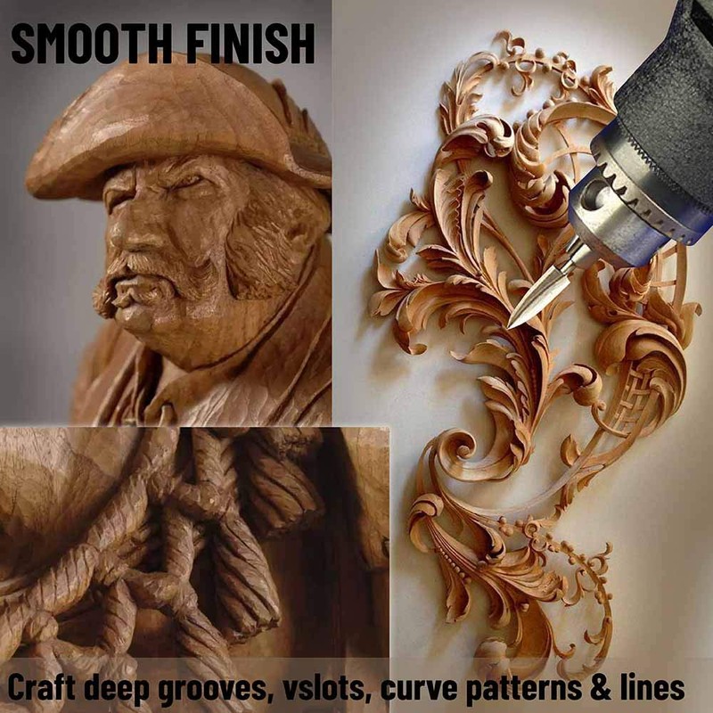 Wood Carving Tools, 5 PCS HSS Engraving Drill Bit Set