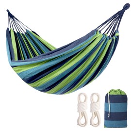 LIEVIM Camping Hammocks for Backyard Hanging Sturdy Garden Comfortable Fabric Hammock Indoor Tree Straps Up to 616lbs Weight Capacity with Travel Bag for Camping Portable Outdoor Patio (Cyan)