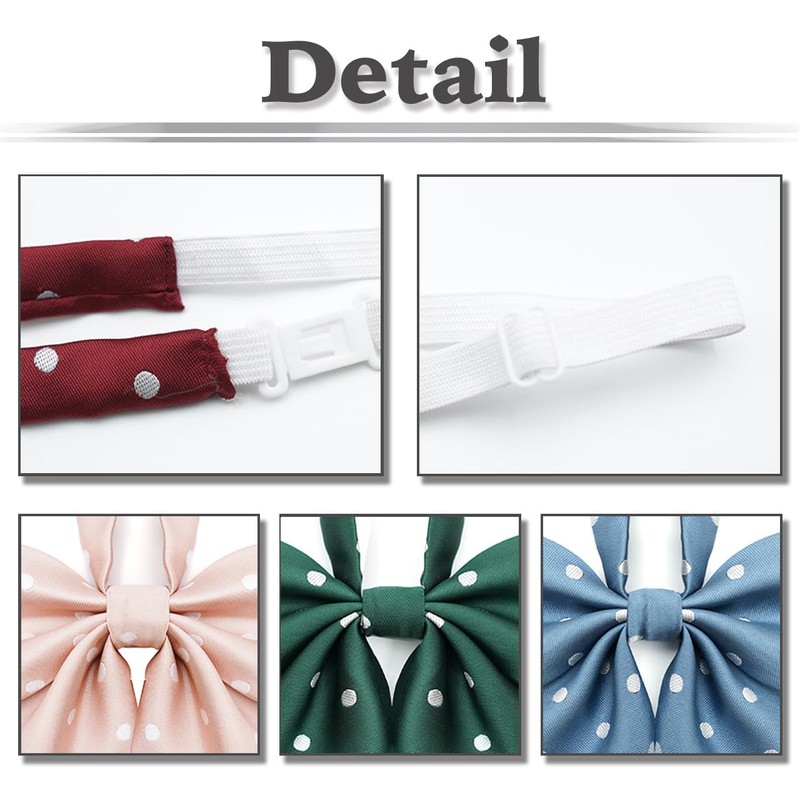 White Fang NC074 Women's Polka Dot Ribbon, Uniform, Students, Bowtie,