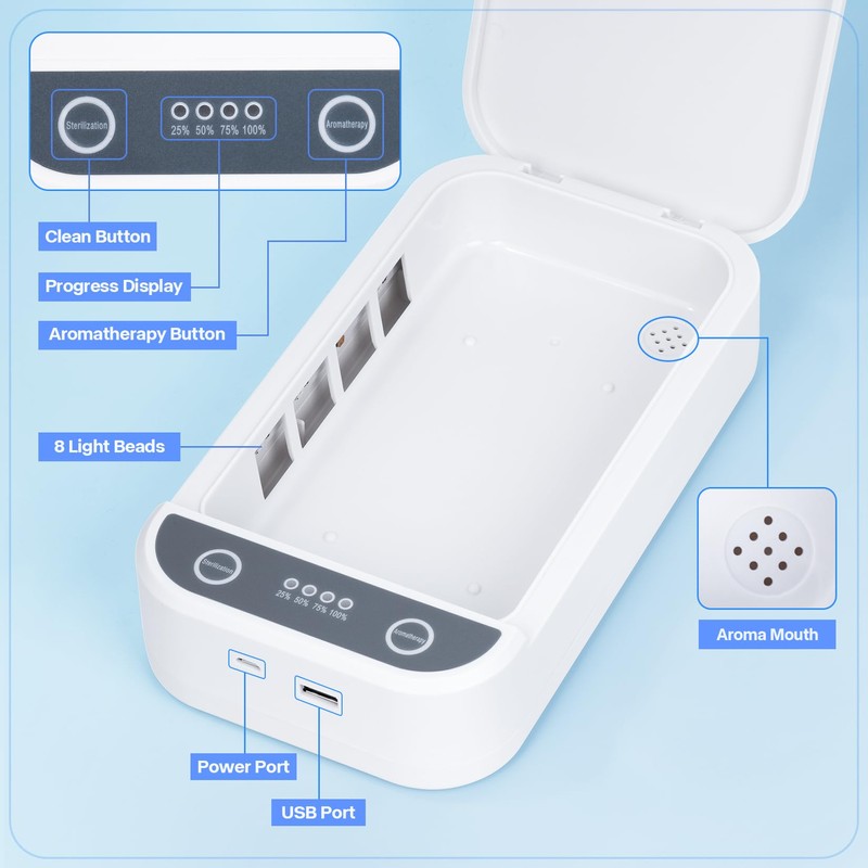 LXIANGN Nail Tool Sterilizer with Blue Light,Portable USB Sterilizer For
