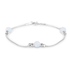 HENRYKA 925 Sterling Silver & Moonstone Gemstone Bracelet | Boho Style Snake Chain Beaded Bracelet | Summer Jewellery & Holiday Fashion Accessory for Teenage Girls & Women