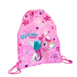 PERLETTI Unicorn Mermaid Gym Bag for Children - Shoes Sports Bag Pink Silver for Little Girls - Shoe Bag Sports Bag for Nursery Primary School Sports Travel - 39 x 31 cm, Unicorn